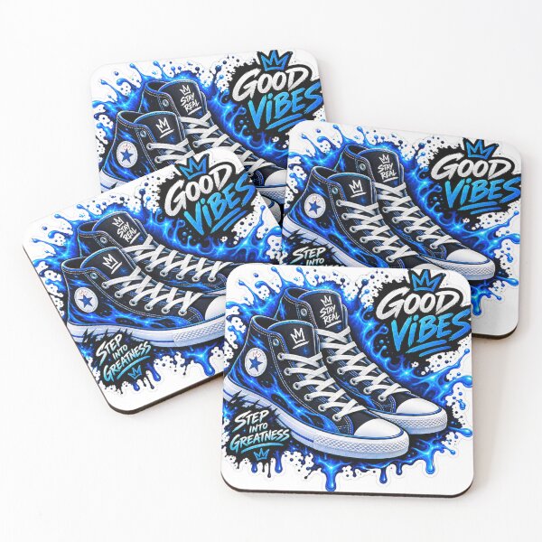 Item preview, Good Vibes Blue Splash Sneakers Urban Streetwear Aesthetic Sticker designed and sold by PRIME4YOU.