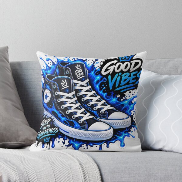Item preview, Good Vibes Blue Splash Sneakers Urban Streetwear Aesthetic Sticker designed and sold by PRIME4YOU.