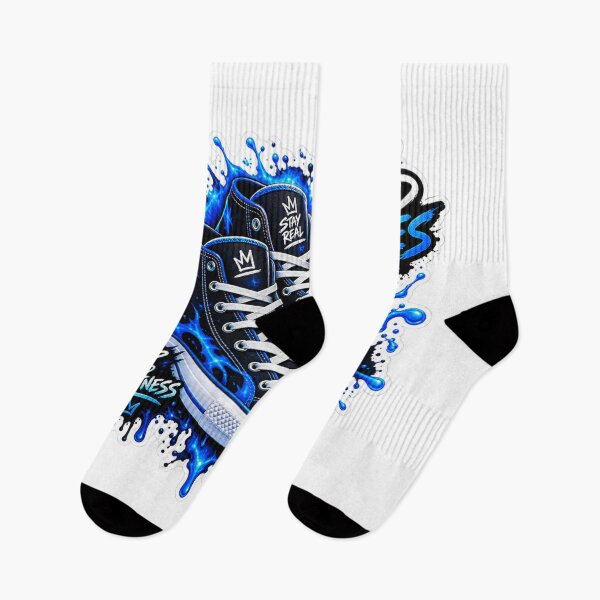 Item preview, Good Vibes Blue Splash Sneakers Urban Streetwear Aesthetic Sticker designed and sold by PRIME4YOU.