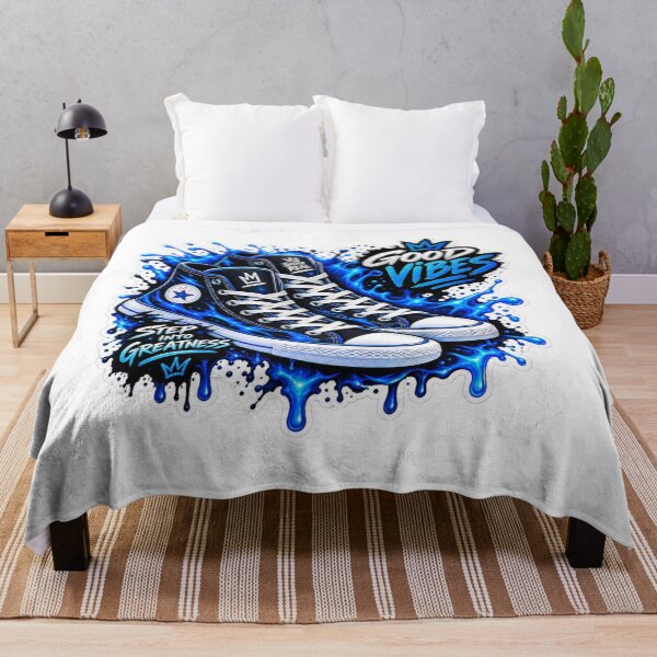 Item preview, Good Vibes Blue Splash Sneakers Urban Streetwear Aesthetic Sticker designed and sold by PRIME4YOU.
