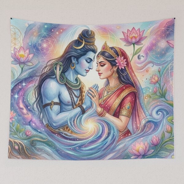Item preview, Shiva Parvati Wartercolor Art Spiritual designed and sold by The Sensing Room.