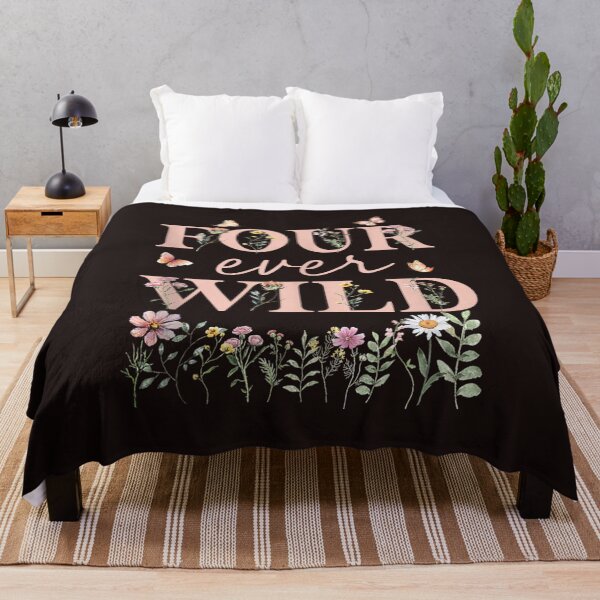 Artikelvorschau, Four Ever Wild 4. Geburtstag Mädchen Blumen Schmetterling Wildblume entworfen und verkauft von mari-kayden.