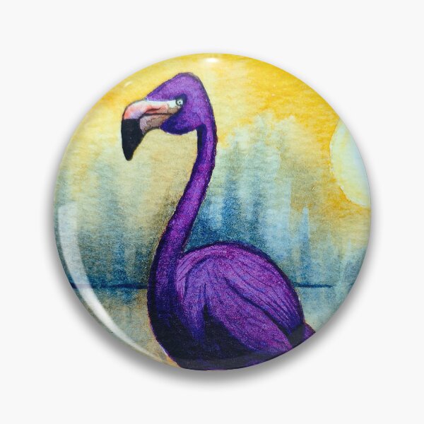 Item preview, Purple flamingo in the lake - handmade with watercolor.  designed and sold by Greitas.