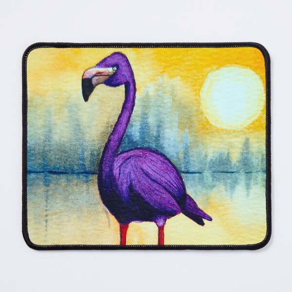 Item preview, Purple flamingo in the lake - handmade with watercolor. designed and sold by Greitas.