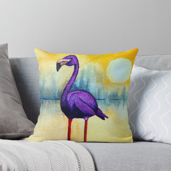 Item preview, Purple flamingo in the lake - handmade with watercolor.  designed and sold by Greitas.