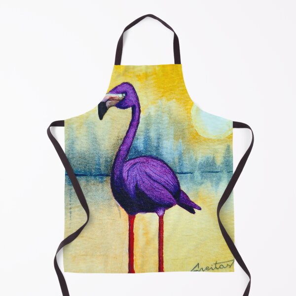 Item preview, Purple flamingo in the lake - handmade with watercolor.  designed and sold by Greitas.