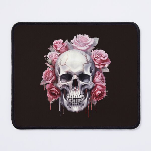 Item preview, Skull Roses Pink Floral Painting Pastel Goth Aesthetic designed and sold by mari-kayden.