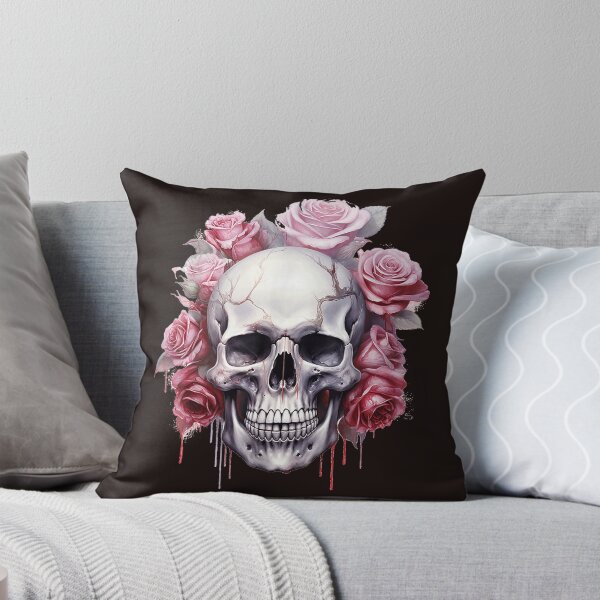 Item preview, Skull Roses Pink Floral Painting Pastel Goth Aesthetic designed and sold by mari-kayden.