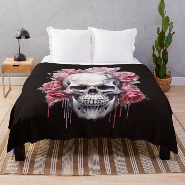 Item preview, Skull Roses Pink Floral Painting Pastel Goth Aesthetic designed and sold by mari-kayden.
