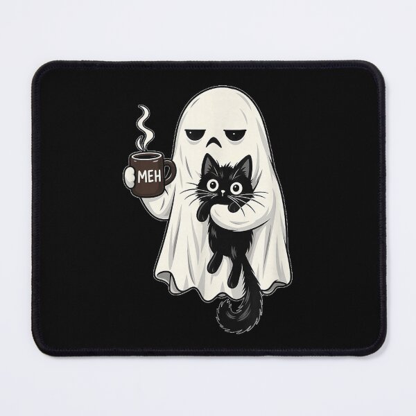 Item preview, Meh Moody Ghost with Black Cat Coffee Halloween Men Women designed and sold by DuneHaicna.