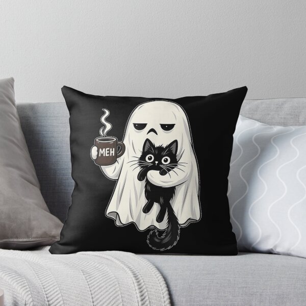 Item preview, Meh Moody Ghost with Black Cat Coffee Halloween Men Women designed and sold by DuneHaicna.