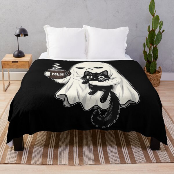 Item preview, Meh Moody Ghost with Black Cat Coffee Halloween Men Women designed and sold by DuneHaicna.