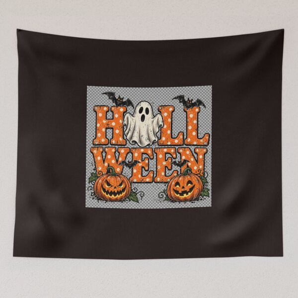 Item preview, Retro Halloween Ghost Jack O Lantern Pumpkin Bats Polka Dot designed and sold by mari-kayden.