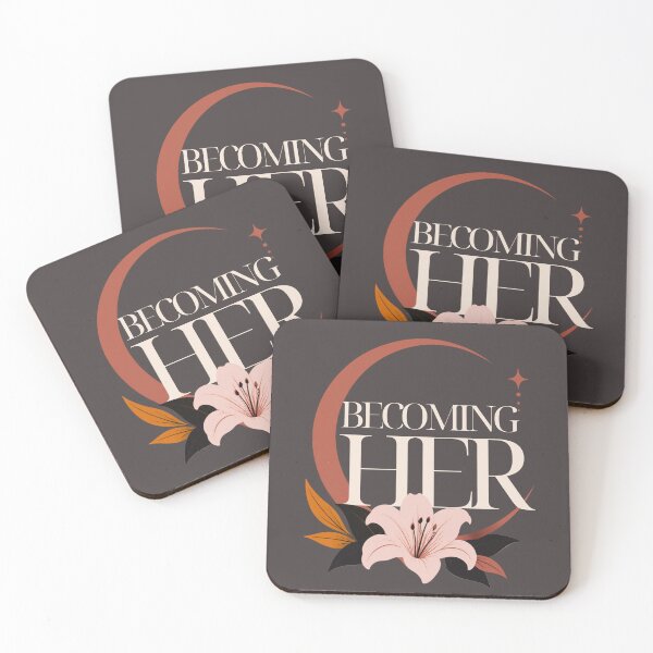 Item preview, Becoming Her Feminine Growth Self Love Quote designed and sold by CosmicQuietStudio.