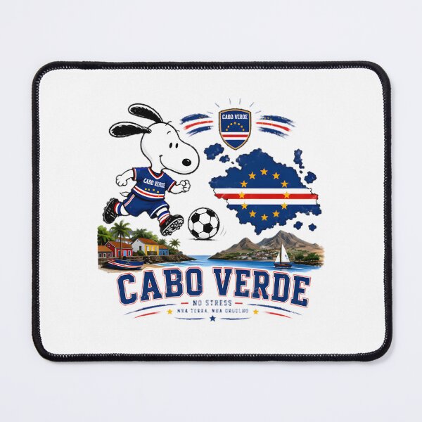 Item preview, Snoopy Playing Soccer Supporting Cabo Verde Team World Cup Design designed and sold by wallflower2war.