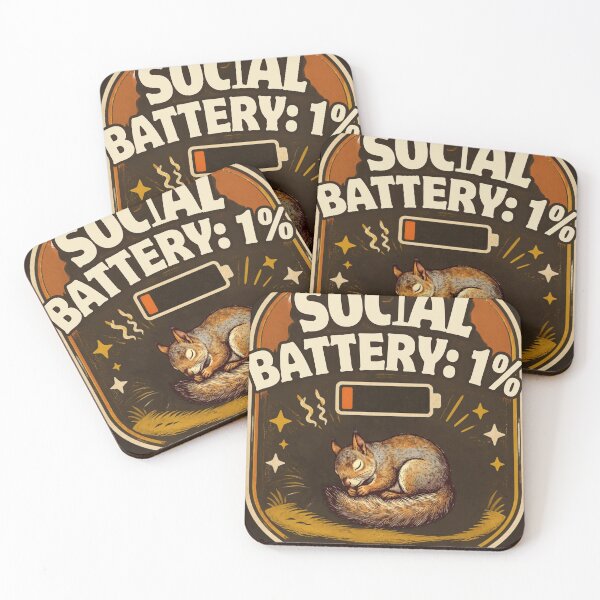 Item preview, Social Battery 1% - Funny Introvert Squirrel Design designed and sold by Mnyusshop.