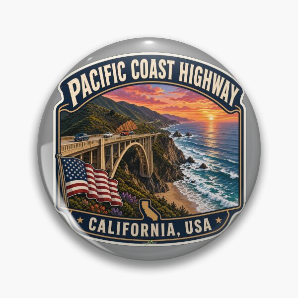 Item preview, Pacific Coast Highway California USA Sticker TShirt 02 designed and sold by OuterShellUK.