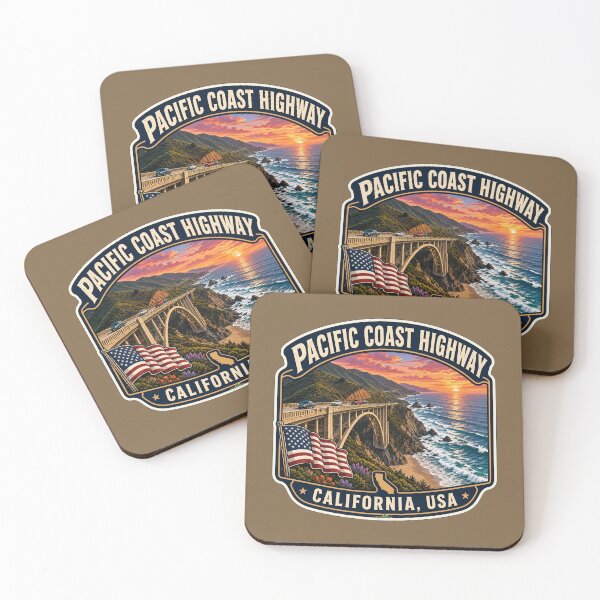 Item preview, Pacific Coast Highway California USA Sticker TShirt 02 designed and sold by OuterShellUK.