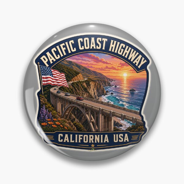 Item preview, Pacific Coast Highway California USA Sticker TShirt 04 designed and sold by OuterShellUK.