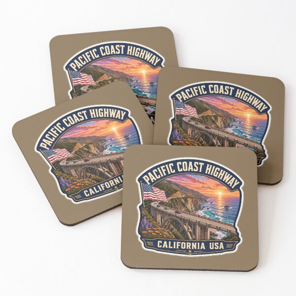 Item preview, Pacific Coast Highway California USA Sticker TShirt 04 designed and sold by OuterShellUK.