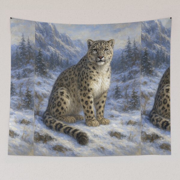 Item preview, Snow Leopard Painting – Majestic Mountain Wildlife Portrait designed and sold by GalleryKauffeld.