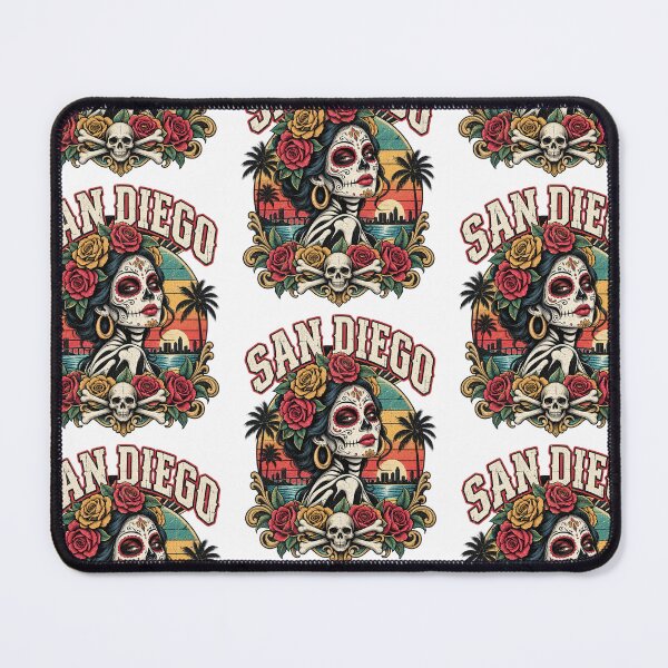Item preview, San Diego Sugar Skull Flower City Baseball designed and sold by MountanBaugh.