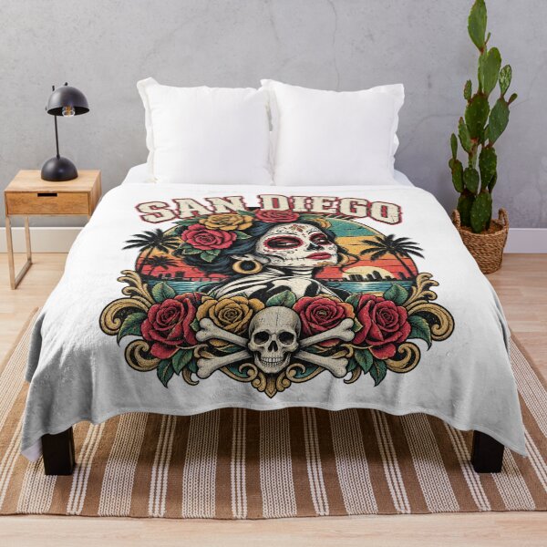Item preview, San Diego Sugar Skull Flower City Baseball designed and sold by MountanBaugh.