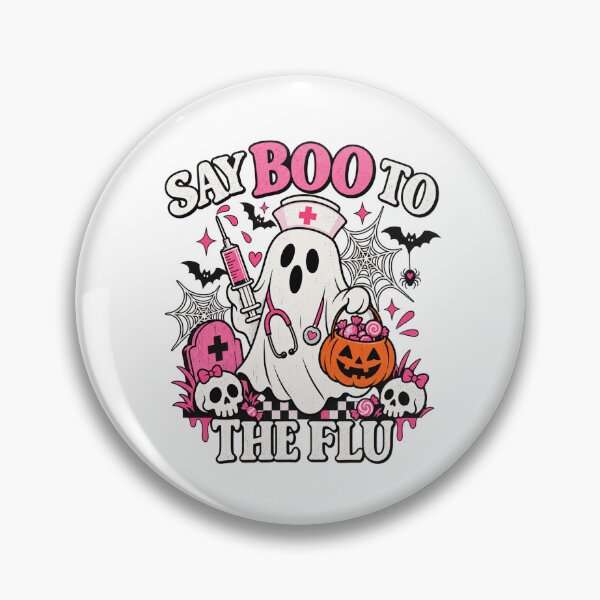 Item preview, Say Boo to The Flu Funny Nurse Ghost Halloween Vaccine designed and sold by ParkerDuerson.