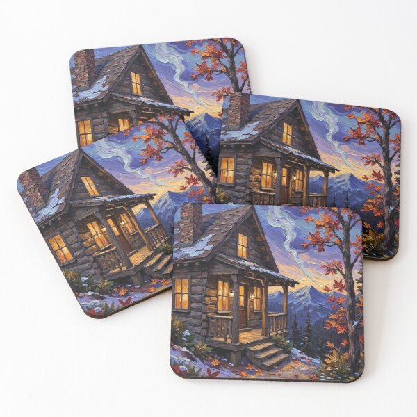 Item preview, Twilight Cabin in the Mountains - Oil Painting designed and sold by nhk999.