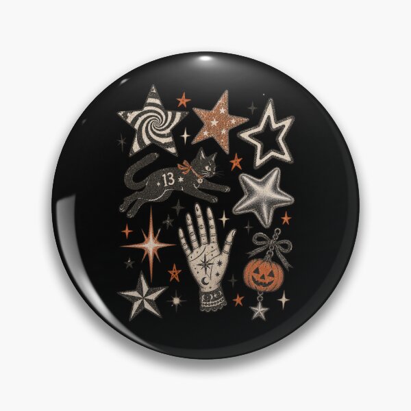 Item preview, Vintage Halloween Star Black Cat Pumpkin Collage Graphic Soft Grunge designed and sold by Yellowriversss.