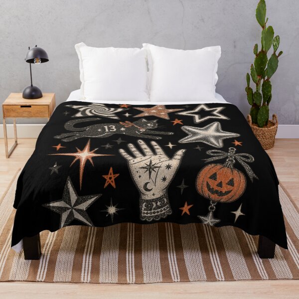 Item preview, Vintage Halloween Star Black Cat Pumpkin Collage Graphic Soft Grunge designed and sold by Yellowriversss.