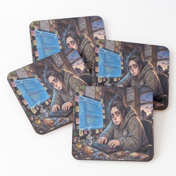 Item preview, Tired Programmer Girl Room Digital Art designed and sold by FABIOLA1970.