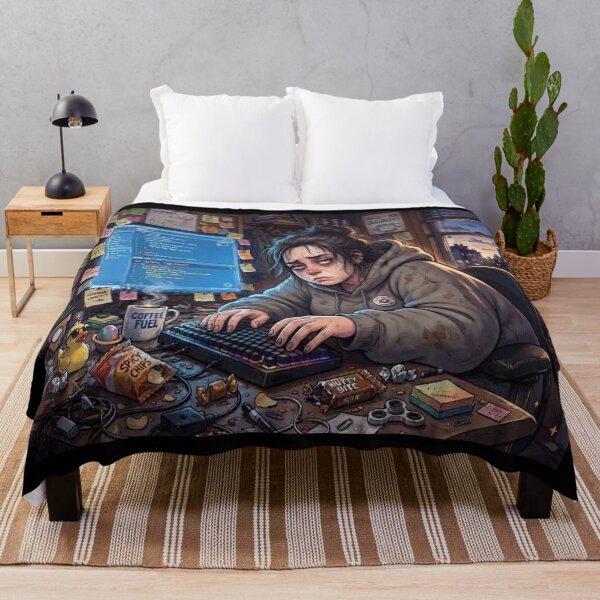 Item preview, Tired Programmer Girl Room Digital Art designed and sold by FABIOLA1970.
