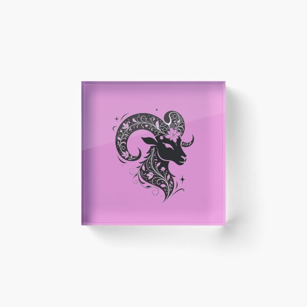 Item preview, Mystical Floral Ram – Black Botanical Zodiac Inspired Art designed and sold by Mousy17.