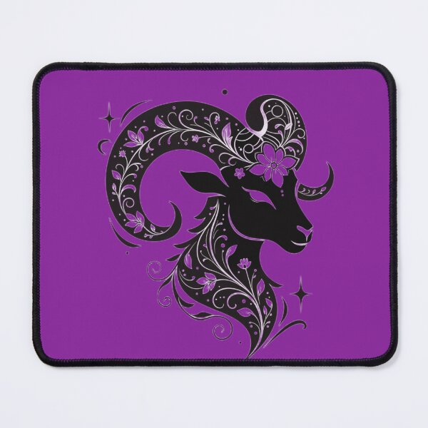 Item preview, Mystical Floral Ram – Black Botanical Zodiac Inspired Art designed and sold by Mousy17.