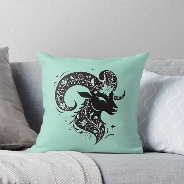 Item preview, Mystical Floral Ram – Black Botanical Zodiac Inspired Art designed and sold by Mousy17.