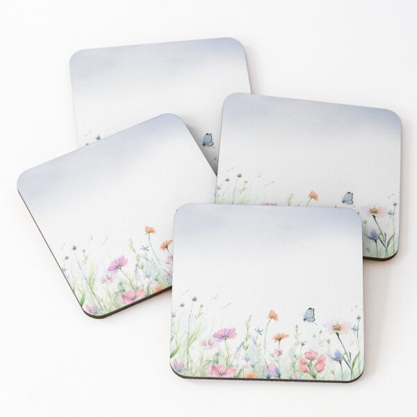 Item preview, Watercolor Wildflower Pastel Meadow Over a Soft Sky #1 designed and sold by DuckyRubin.