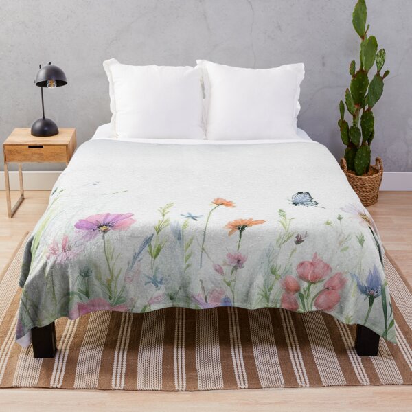Item preview, Watercolor Wildflower Pastel Meadow Over a Soft Sky #1 designed and sold by DuckyRubin.