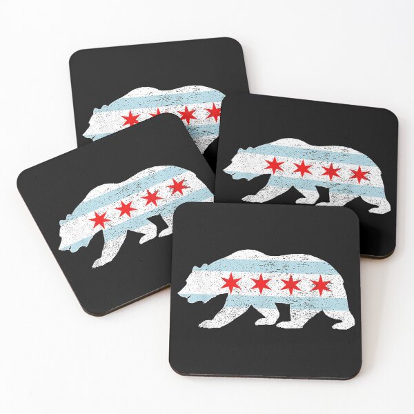 Item preview, Sweet Vintage Retro Chicago City Flag Bear Printa designed and sold by DuneHaicna.