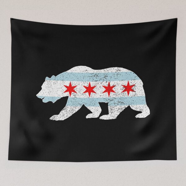 Item preview, Sweet Vintage Retro Chicago City Flag Bear Printa designed and sold by DuneHaicna.