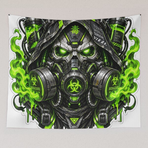 Item preview, Cyberpunk Biohazard Toxic Gas Mask Skull Art designed and sold by RiteshCenter .