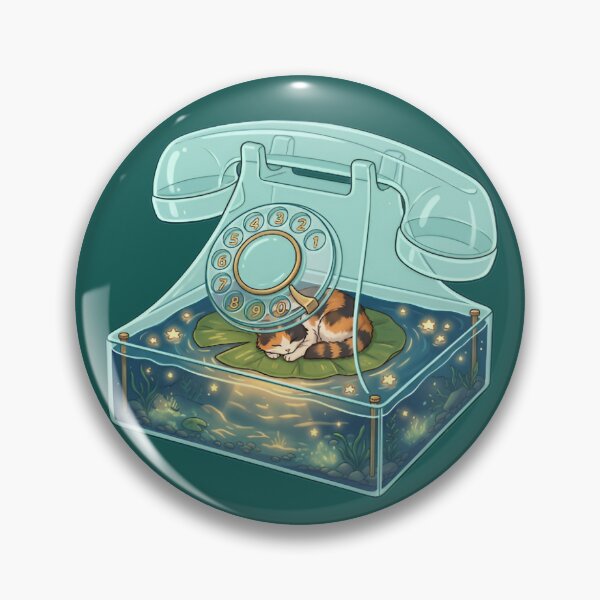 Item preview, Vintage Glass Telephone Pond with Sleeping Calico Cat designed and sold by Akira Design Store.