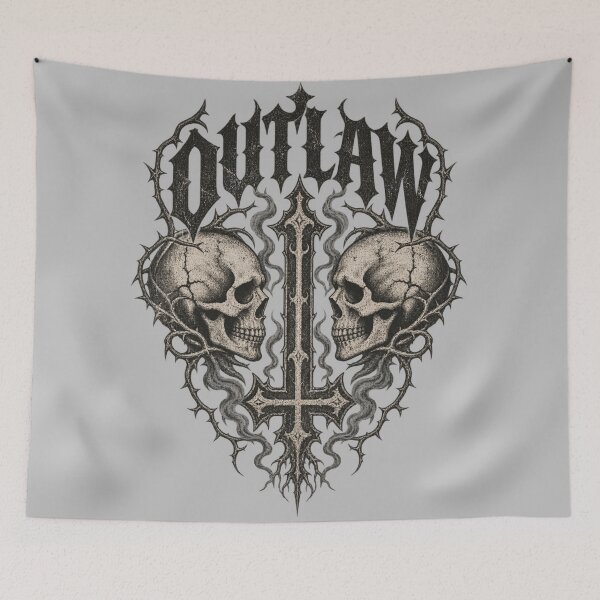 Item preview, Outlaw Twin Skull Gothic Cross Dark Graphic Soft Grunge designed and sold by Yellowriversss.