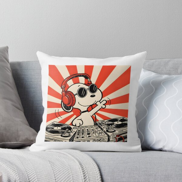 Item preview, Snoopy DJ Cartoon Dog Spinning Music Turntables Fun Illustration designed and sold by clockneck.
