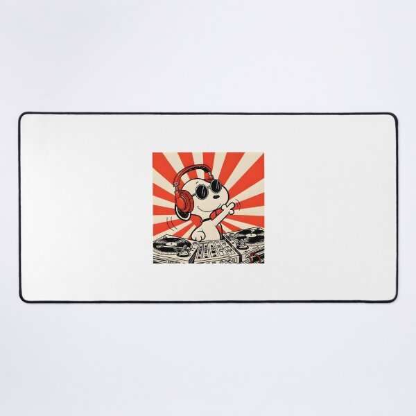 Item preview, Snoopy DJ Cartoon Dog Spinning Music Turntables Fun Illustration designed and sold by clockneck.