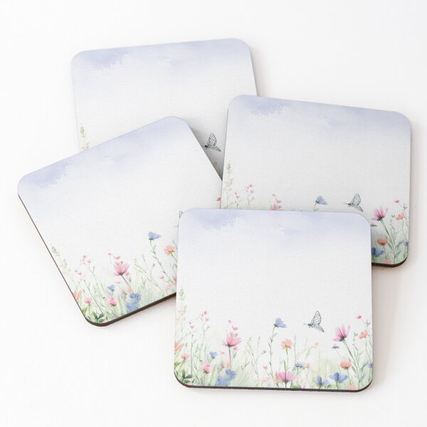 Item preview, Watercolor Wildflower Pastel Meadow Over a Soft Sky #2 designed and sold by DuckyRubin.