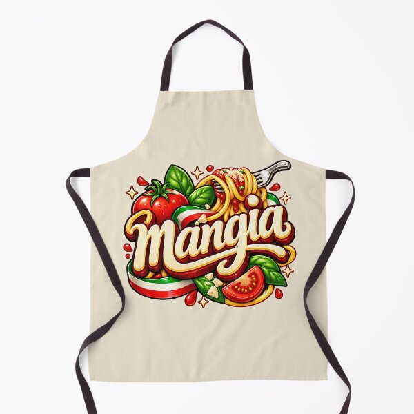 Item preview, Mangia - Italian Pop Lettering Spaghetti Tomato and Basil Design designed and sold by MetaModel Editions.