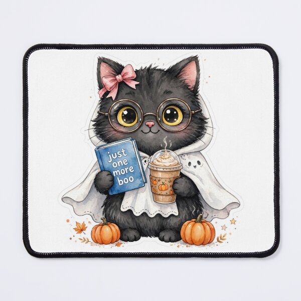 Item preview, Just One More Boo - Cute Black Cat Halloween Ghost Costume Sticker designed and sold by Fatma Creates.