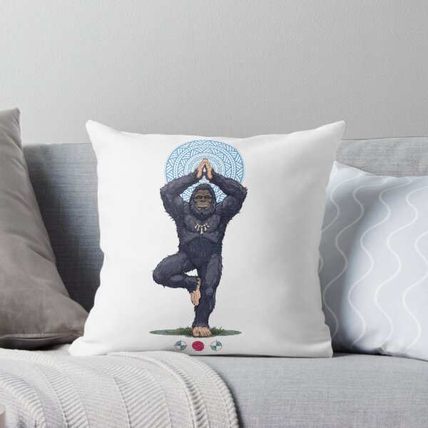 Aperçu de l'œuvre Illustration de bande dessinée de Bigfoot amical en posture de yoga de l'arbre créée et vendue par Whimsy Trail Co.