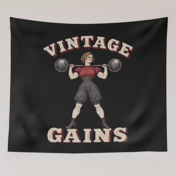 Item preview, Vintage Gains Retro Strongwoman Weightlifting Workout designed and sold by JerdbordinShop.